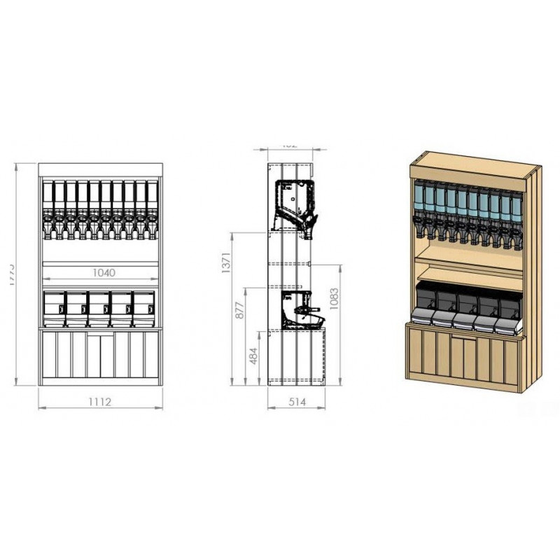 MEUBLE VRAC 2 NIVEAUX AVEC PORTES EN PARTIE BASSE 