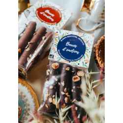 Barres d'émotions 140g biscuit noisette enrobé de chocolat noir BIO